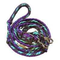 Braided Barrel / Roping Reins 8 ft, 2 Nickel Plated Scissor Snaps, Multi Tone Colors