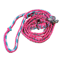 Braided Barrel / Roping Reins 8 ft, 2 Nickel Plated Scissor Snaps, Multi Tone Colors