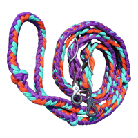 Braided Barrel / Roping Reins 8 ft, 2 Nickel Plated Scissor Snaps, Multi Tone Colors