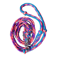 Braided Barrel / Roping Reins 8 ft, 2 Nickel Plated Scissor Snaps, Multi Tone Colors