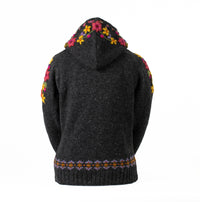Lost Horizons Knitwear -Wildflower Wool Zip Hoodie Sweater – Embroidered