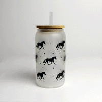 Hunt Seat Paper Co. - Trotting Horse Glass Tumbler with Bamboo Lid and Straw