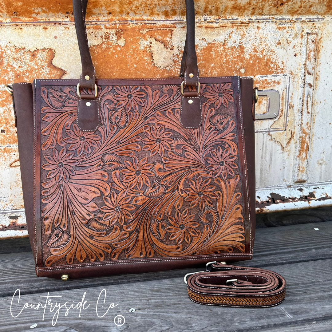 Countryside Co. - Kathryn Tooled Leather Purse, Tote