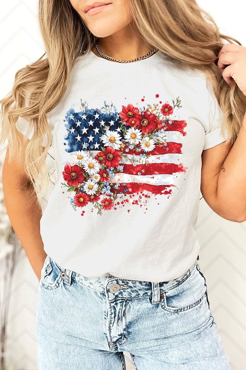 COLORBEAR - Floral American Flag Graphic Tee