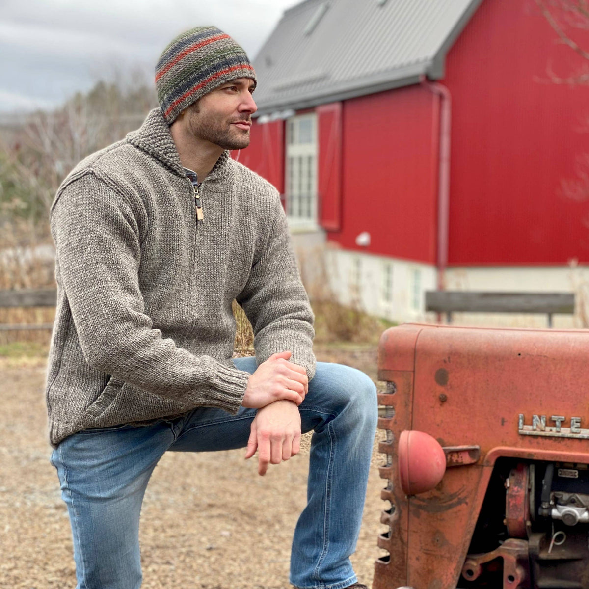 Lost Horizons Knitwear-Lodge Hand Crafted Wool Sweater – Shawl Collar Zip
