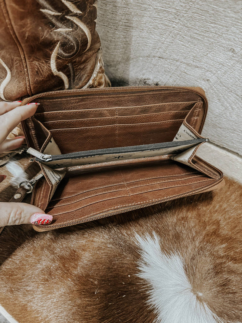 Texas Western Cowhide Bags and More - Checkered Cowhide Womens Wallet Wristlet Trendy