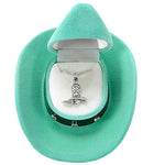 Cowboy Boot Necklace with Colorful  Cowboy Hat Gift Box