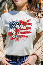 COLORBEAR - Floral American Flag Graphic Tee