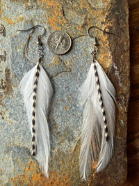 Wild Mountain Fringe - Winter Skies Feather Earrings