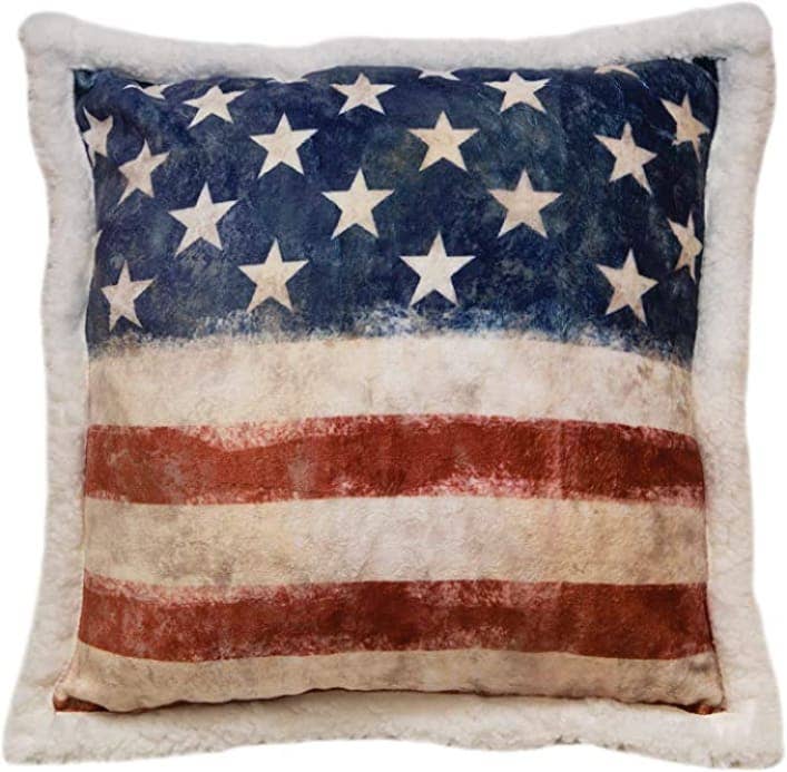 Linen Mart - Wrangler American Flag Sherpa Accent Pillow