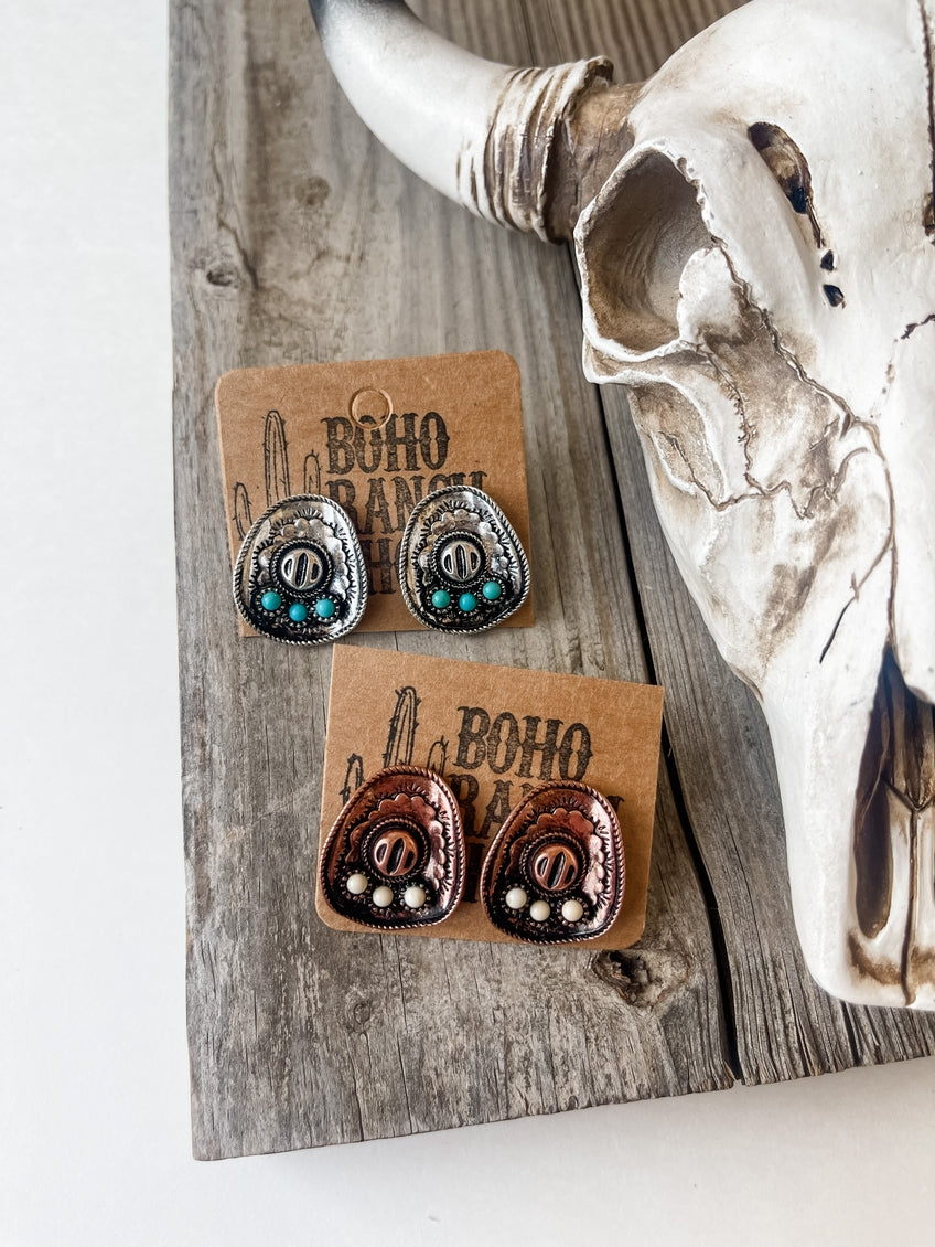Boho Ranch Western Cowboy Hat Earrings