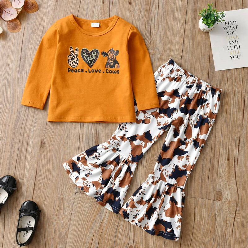 PatPat - 2-piece Toddler Girl Animal Print Long-sleeve Tee Pants Set