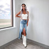 High Waist Irregular To Make Old Washed Skirt