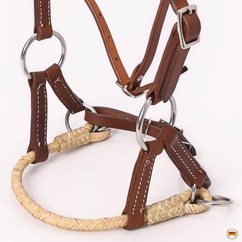 HILASON - Hilason Western Horse Noseband Rawhide American Leather Sidepull Headstall