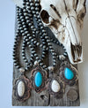 Boho Ranch Shop - Western Pendant Navajo Style Necklace - turquoise \ white 