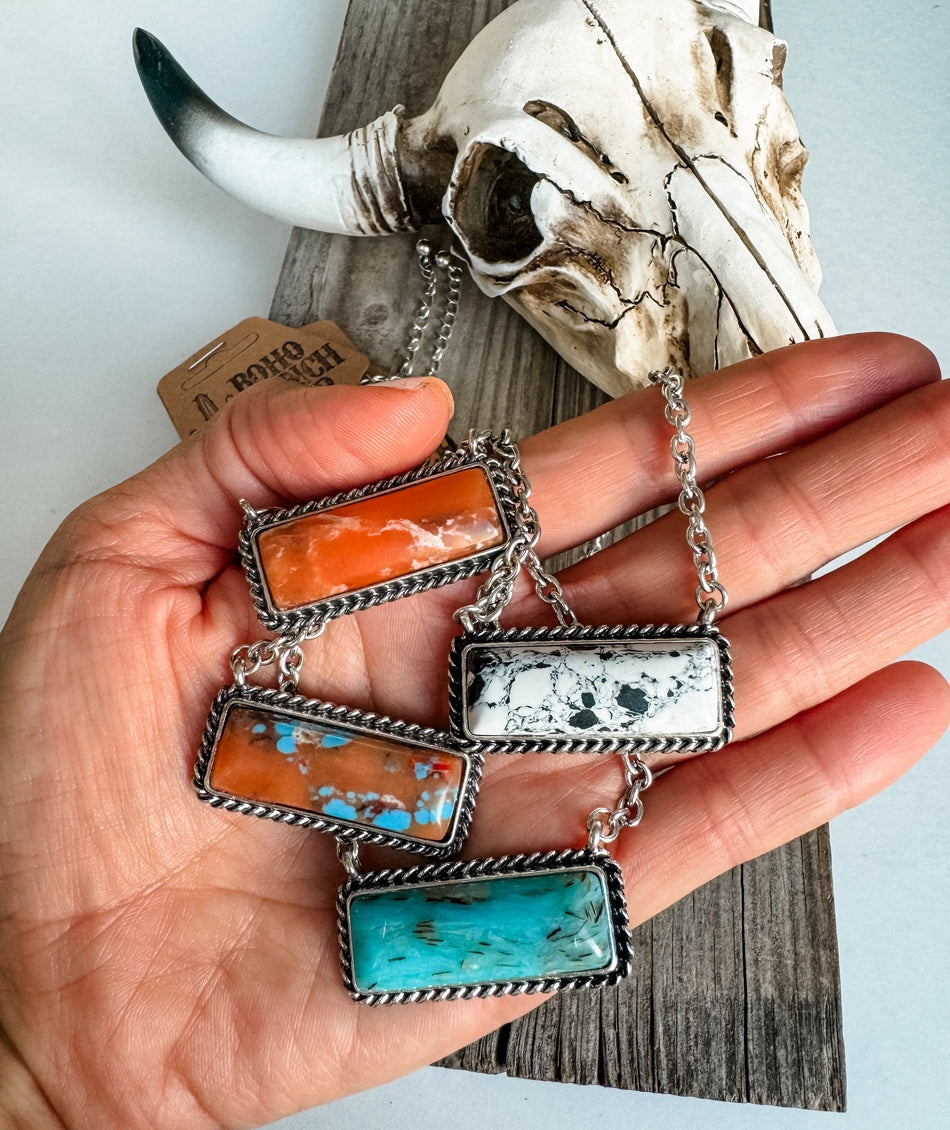 Boho Ranch West Semi Stone Bar Necklace