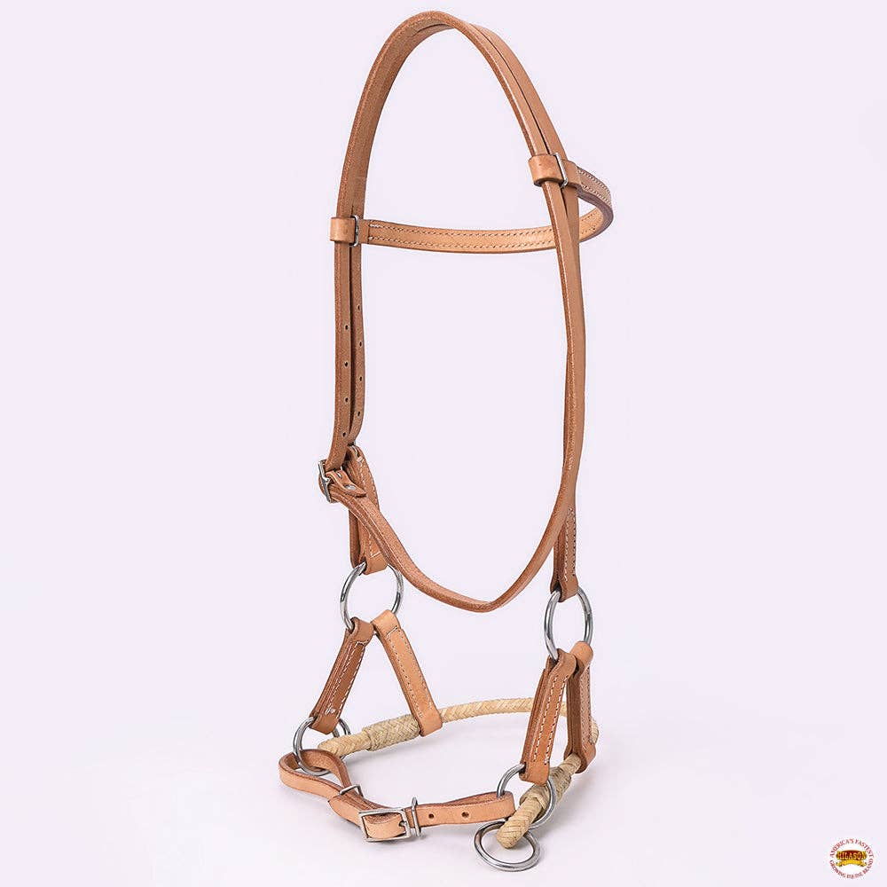 HILASON - Hilason Western Horse Noseband Rawhide American Leather Sidepull Headstall