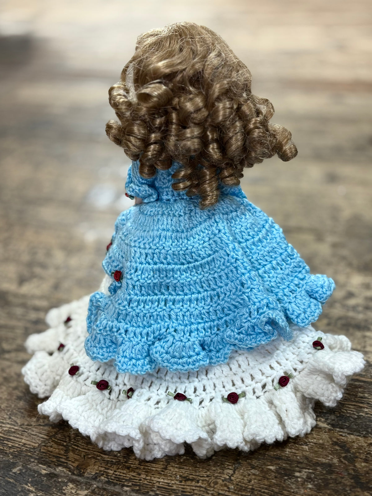Vintage Crochet Bed Pillow Doll 14"