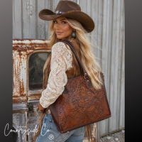 Countryside Co. - Kathryn Tooled Leather Purse, Tote