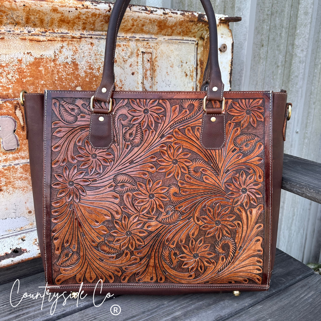 Countryside Co. - Kathryn Tooled Leather Purse, Tote