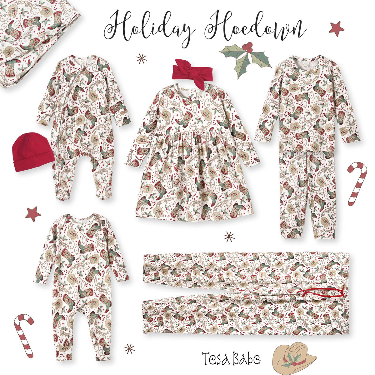 Tesa Babe - Western Christmas Family Matching Bamboo Pajamas - Cowboy