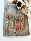 Boho Ranch Shop - Western Stamped Stone Earrings - Cactus Thunderbolt Arrows