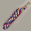 5/8" x 9' Poly Lead Rope. Brass Plated Bolt Snap, Multi Colors