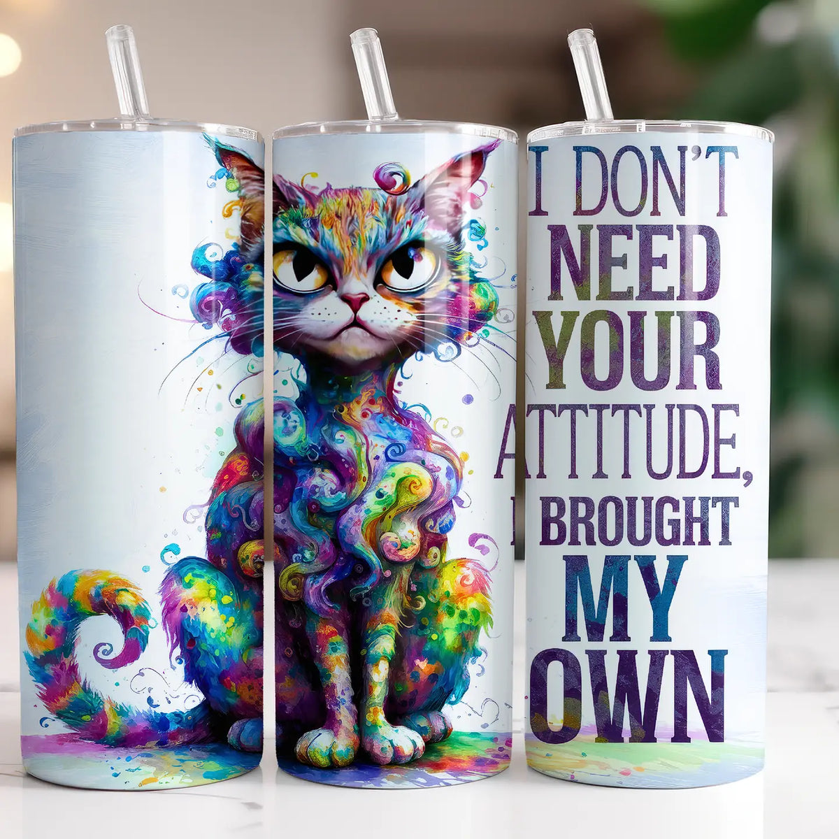 Dogwood Graphics & Design - Cat Attitude Sassy 20oz Skinny Tumbler