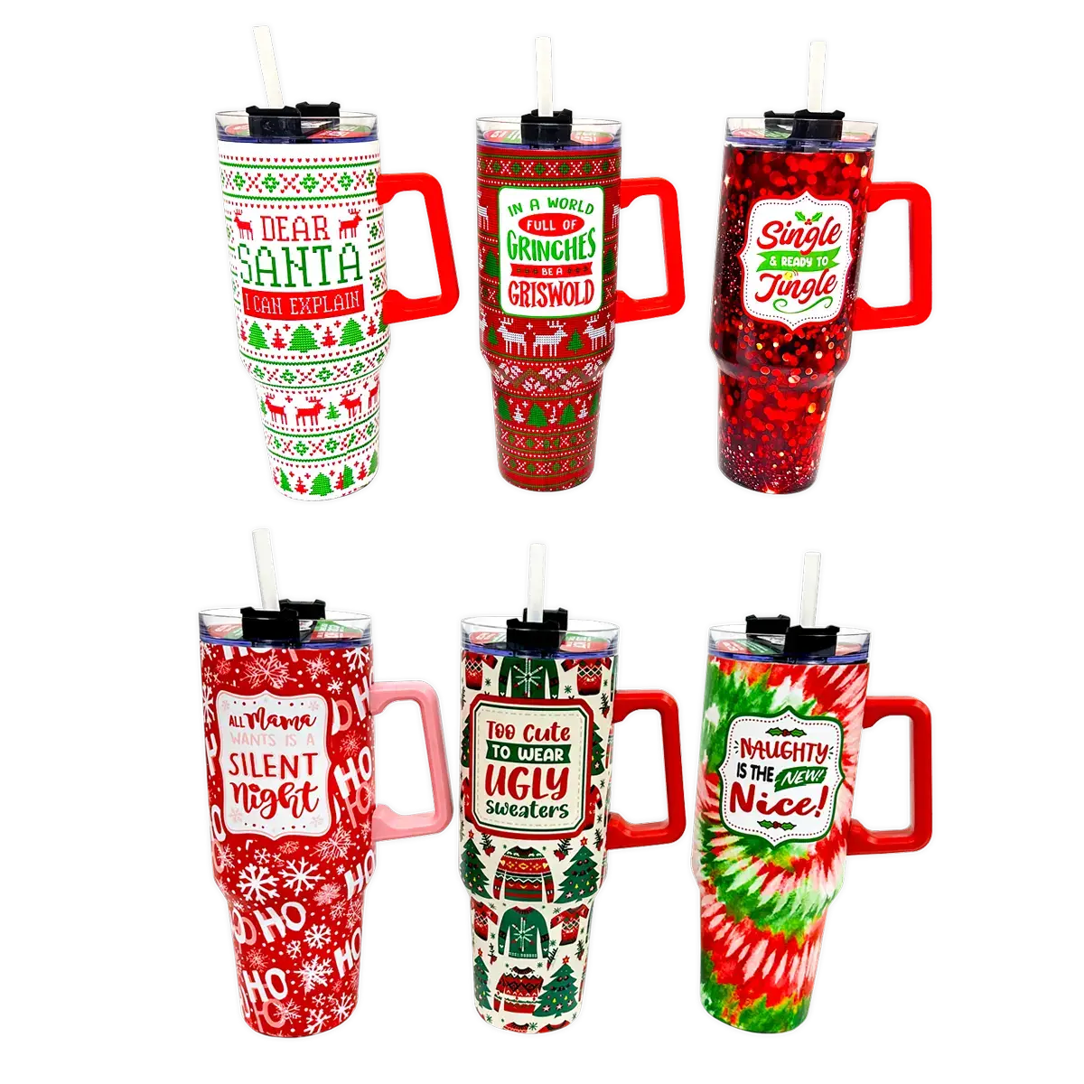 Novelty Brands - Holiday Insulated 40 oz Cup with Handle Christmas Assortment