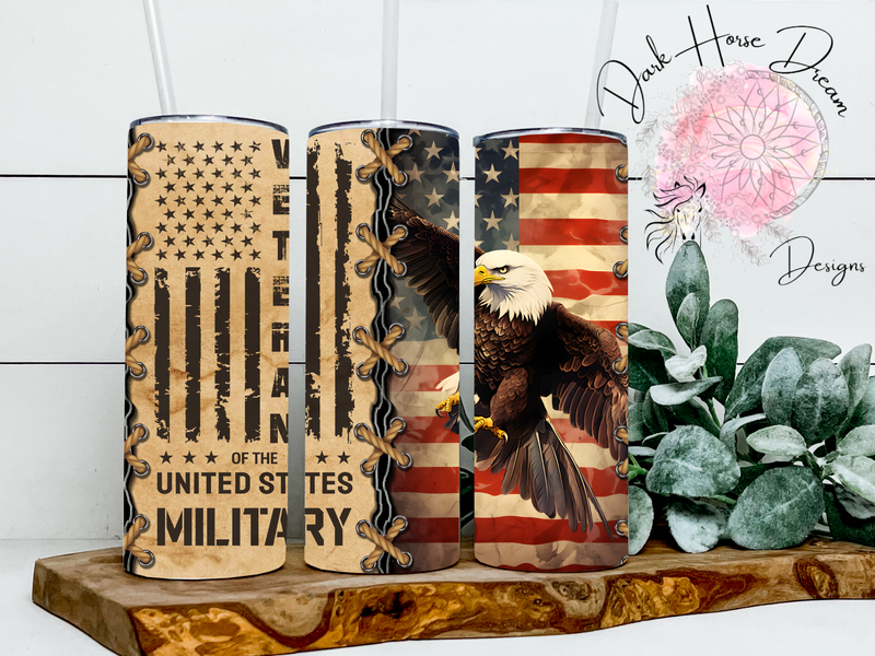 Dark Horse Dream Designs LLC - Military Veteran Patriot Eagle American Flag Tumbler