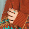 Tourtiwi - Bohemian Vintage Turquoise Plated Ring