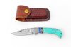 Titan International - Damascus steel pocket knife Limited Run Turquoise Resin TF-059