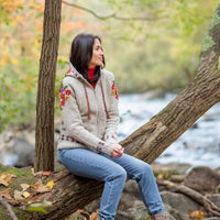Lost Horizons Knitwear -Wildflower Wool Zip Hoodie Sweater – Embroidered