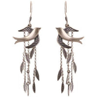 Tourtiwi - Willow Leaf Swallow Tassel Long Earrings