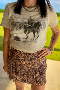 Sterling Kreek - Fort Worth Fringe Skirt - Leopard