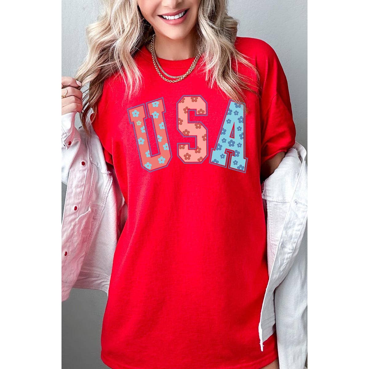 COLORBEAR - Floral USA Graphic Heavyweight T Shirts