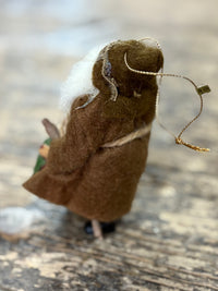 Vintage Folk Art Woodsman Ornament - Brown Coat
