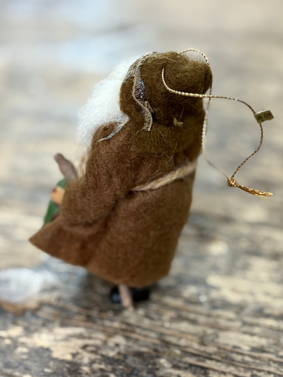 Vintage Folk Art Woodsman Ornament - Brown Coat