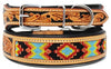 Puppy Collar Beaded Western Cow Leather