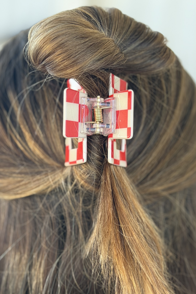 Sterling Kreek - Mini Checked Funky Red Clip