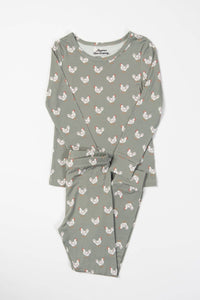 American Farm Company - Sage Chickens Toddler/Youth Bamboo Pajama Set