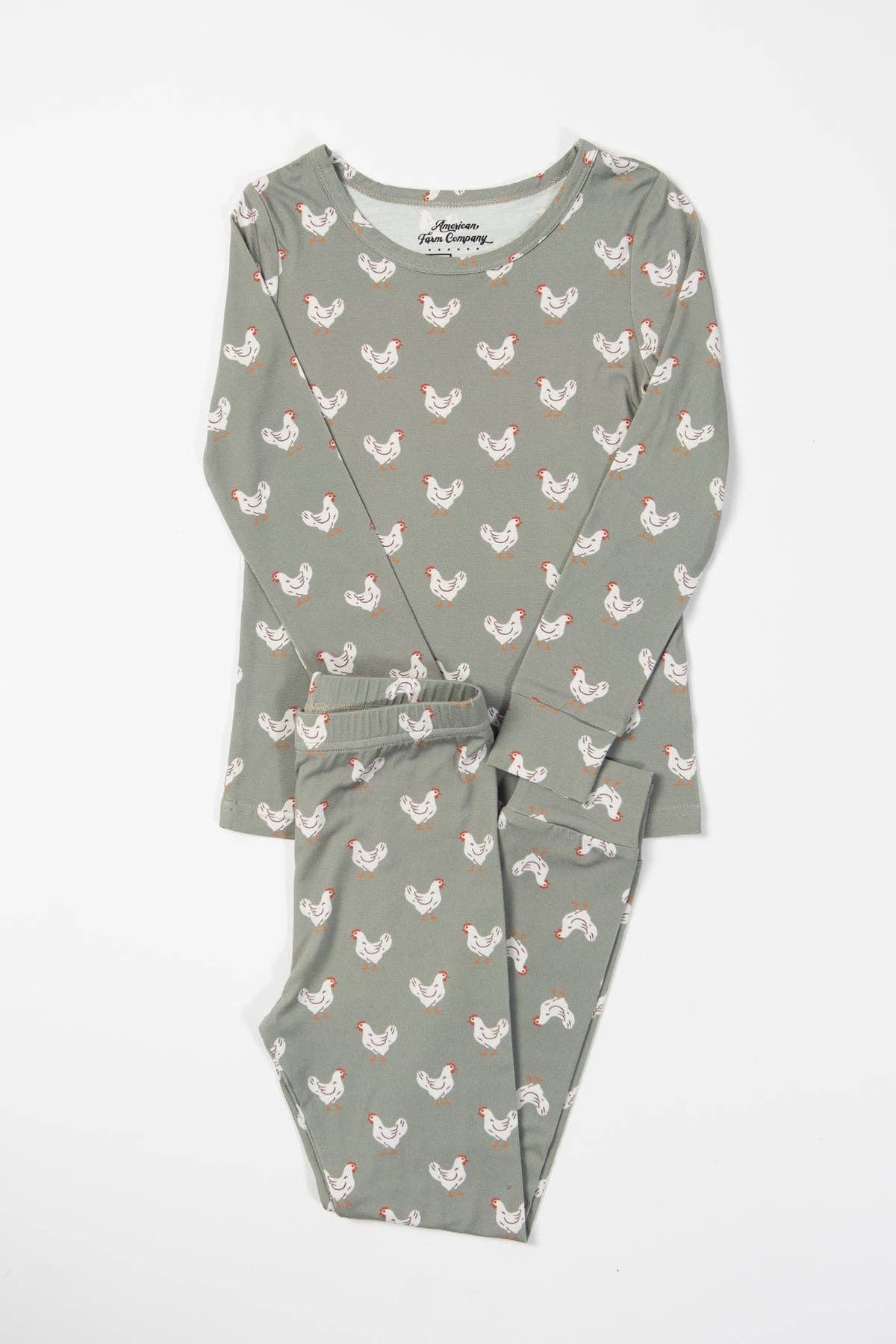 American Farm Company - Sage Chickens Toddler/Youth Bamboo Pajama Set
