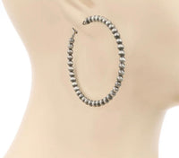 Boho Ranch 3" Navajo Pearl hoops