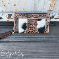 Countryside Co. - Adeline Cowhide Tooled Leather Wallet Wristlet