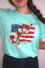 COLORBEAR - Floral American Flag Graphic Tee