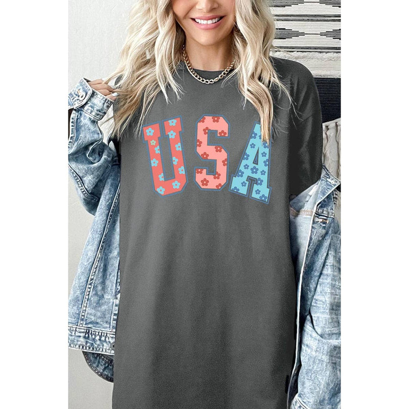 COLORBEAR - Floral USA Graphic Heavyweight T Shirts
