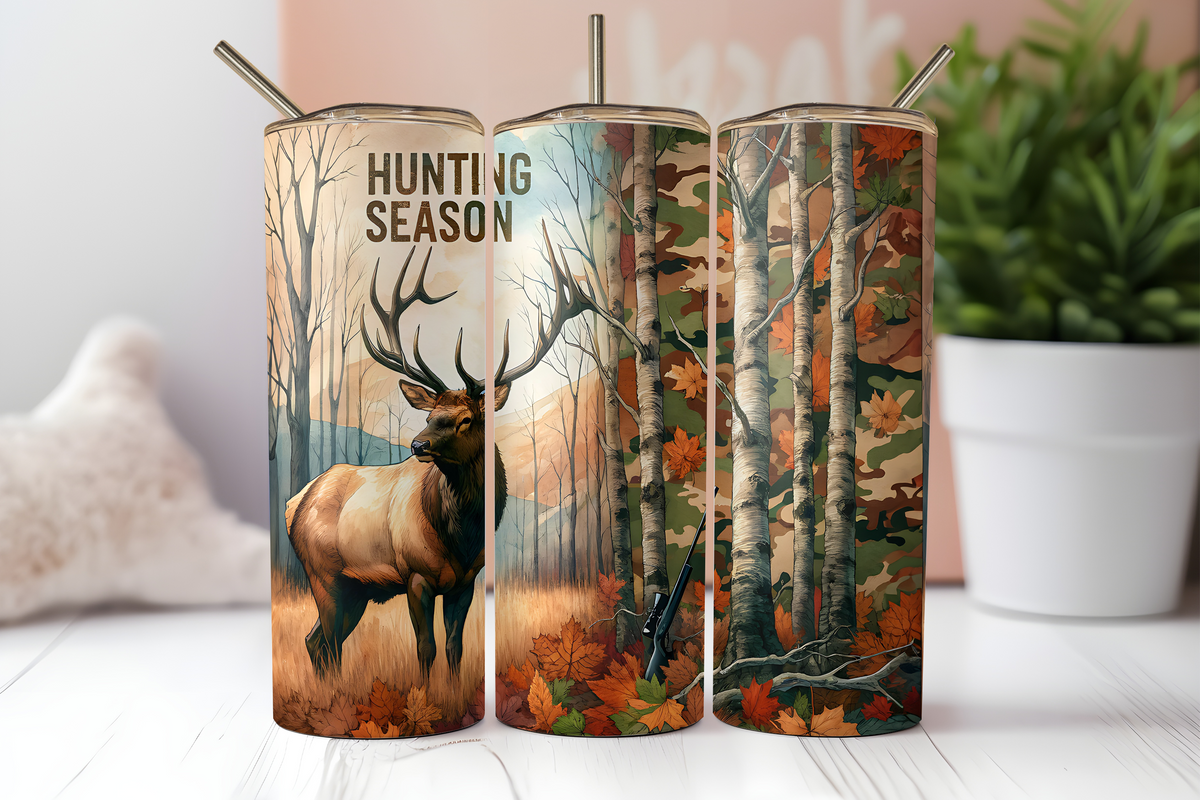 Dogwood Graphics & Design - Elk - Hunting Season Trees 20oz Skinny Tumbler