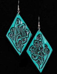 Tooled Leather Earring- Diamond Shape