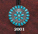 Bolo Concho Round with Turquoise Accent