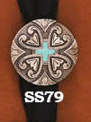 Scarf Slide Round 1.5" with Turquoise Cross